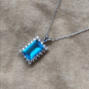 Sterling silver blue gem necklace with 18” chain
